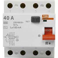 УЗО Tdm Electric ВД1-63 4P 40 A 100 мА 4.5 кА AC SQ0203-0036