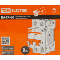 Автоматический выключатель TDM Electric ВА47-60 2P C25 А 6 кА SQ0223-0095