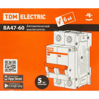 Автоматический выключатель TDM Electric ВА47-60 2P C50 А 6 кА SQ0223-1033