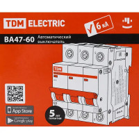 Автоматический выключатель TDM Electric ВА47-60 3P C63 А 6 кА SQ0223-0115