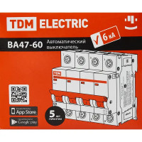 Автоматический выключатель TDM Electric ВА47-60 4P C25 А 6 кА SQ0223-0127