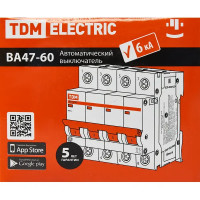 Автоматический выключатель TDM Electric ВА47-60 4P C32 А 6 кА SQ0223-0128