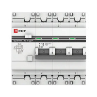 Дифференциальный автомат EKF PROxima АВДТ-63 3P N C16 A 30 мА 6 кА A DA63-16-30e
