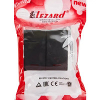 Выключатель Lezard Karina 2 клавиши с подсветкой цвет черный бархат