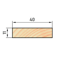 Декоративный брусок сращенный 11x40x1000 мм хвоя сорт Экстра прямой с фаской угла