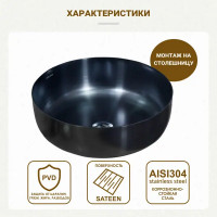 Раковина Melana накладная Lake цвет графитовый