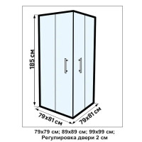 Душевой уголок Makiato CR-80-C-WE, квадратный 80x80 см хромированный профиль прозрачное стекло раздвижной