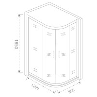 Душевой уголок Makiato R-120-C-WE, 1/4 круга 120x80 см хромированный профиль прозрачное стекло раздвижной