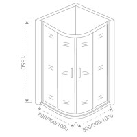 Душевой уголок Makiato R-90-C-WE, 1/4 круга 90x90 см хромированный профиль прозрачное стекло раздвижной