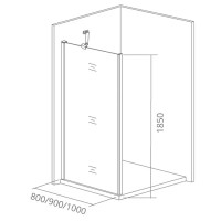 Душевая перегородка Makiato SP-OD-90-C-WE, 185x90 см хромированный профиль прозрачное стекло