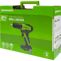 Дрель-шуруповерт аккумуляторная бесщеточная Greenworks GD24DD35 3704007UA, 24 В Li-Ion 2 Ач