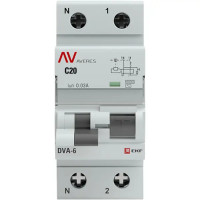 Дифференциальный автомат EKF Averes DVA-6 1P N C20 A 30 мА 6 кА AC rcbo6-1pn-20C-30-ac-av