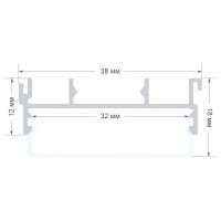 Профиль для светодиодной ленты алюминиевый 30 мм 2 м накладной