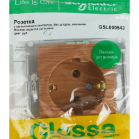 Розетка встраиваемая Schneider Electric Glossa с заземлением цвет дуб