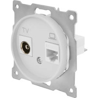 Розетка двойная антенна/компьютер TV/RJ45 кат.5e встраиваемая Onekeyelectro 1E20811300 цвет белый