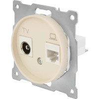 Розетка двойная антенна/компьютер TV/RJ45 кат.5e встраиваемая Onekeyelectro 1E20811301 цвет бежевый