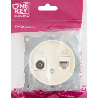 Розетка двойная антенна/компьютер TV/RJ45 кат.5e встраиваемая Onekeyelectro 1E20811301 цвет бежевый