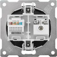 Розетка двойная антенна/компьютер TV/RJ45 кат.5e встраиваемая Onekeyelectro 1E20811303 цвет черный