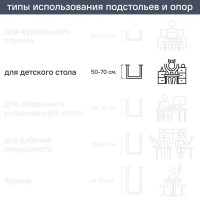 Подстолье для журнального столика 55 см сталь цвет черный глянцевый