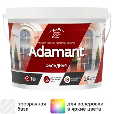 Краска фасадная Parade Adamant матовая прозрачная база C 2.5 л