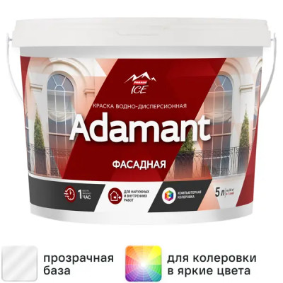 Краска фасадная Parade Adamant матовая прозрачная база C 5 л
