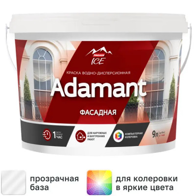 Краска фасадная Parade Adamant матовая прозрачная база C 9 л