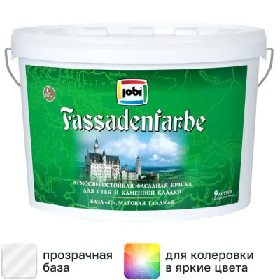 Краска фасадная Jobi Fassadenfarbe матовая база C 9 л