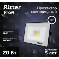 Прожектор светодиодный уличный Ritter Profi 53415 4 20 Вт 2000 Лм 180-240В нейтральный белый свет 4000К IP65 черный