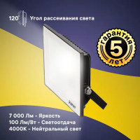 Прожектор светодиодный уличный Ritter Profi 53418 5 70 Вт 7000 Лм 180-240В нейтральный белый свет 4000К IP65 черный