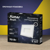 Прожектор светодиодный уличный Ritter Profi 53418 5 70 Вт 7000 Лм 180-240В нейтральный белый свет 4000К IP65 черный