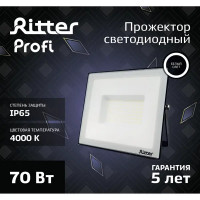 Прожектор светодиодный уличный Ritter Profi 53418 5 70 Вт 7000 Лм 180-240В нейтральный белый свет 4000К IP65 черный