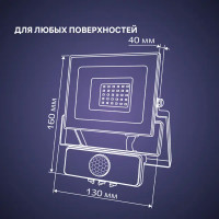 Прожектор светодиодный Ritter Profi 53421 5 30 Вт 3000 Лм 180-240В с датчиком движения холодный белый свет 6500К IP65 черный