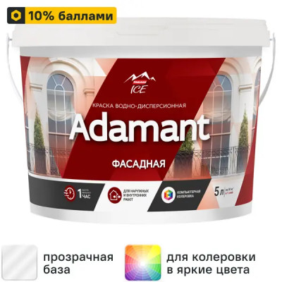 Краска фасадная Parade Adamant матовая прозрачная база C 5 л