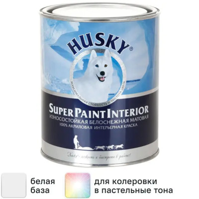 Краска для стен Husky Super Paint Int моющаяся матовая цвет белый 0.9 л