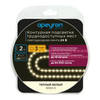 Светодиодная лента для труднодоступных мест SMD 2835 60 диод/5 Вт/м 24 В 10 мм IP20 2 м теплый белый свет