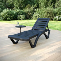 Шезлонг Adriano Classic 187х65x82 см пластик серый