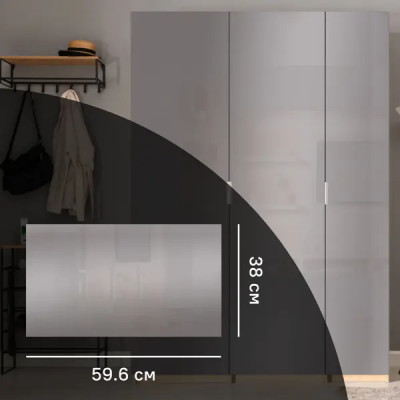 Дверь для шкафа Лион Аша грей 59.6x38x1.6 см ЛДСП цвет серый