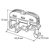 Клеммы монтажные проходные с рычажком на DIN-рейку Duwi СМК-401 1-проводные 4мм² серые 5шт 26740 9