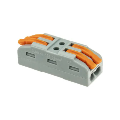 Клеммы проходные монтажные с рычажком Duwi СМК-422 2-проводные 4мм² серые 5шт 26741 6