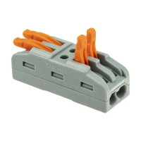 Клеммы проходные монтажные с рычажком Duwi СМК-422 2-проводные 4мм² серые 5шт 26741 6