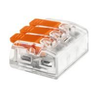 Клеммы соединительные монтажные с рычажком Duwi СМК 223-413 3-проводные 4мм² прозрачные 5шт 26613 6