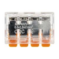 Клеммы соединительные монтажные с рычажком Duwi СМК 223-414 4-проводные 4мм² прозрачные 5шт 26614 3