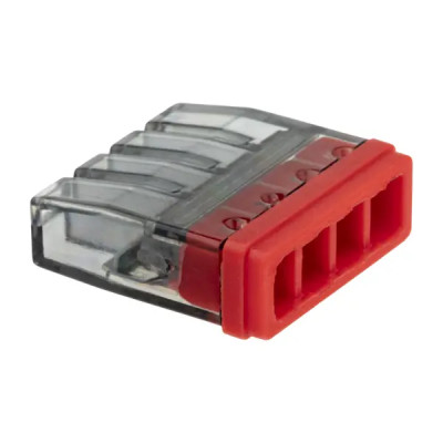 Клеммы монтажные самозажимные с пастой Duwi СМК 772-204 4-проводные 2,5мм² прозрачные 5шт 26730 0