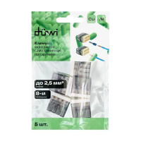 Клеммы монтажные самозажимные с пастой Duwi СМК 772-208 8-проводные 2,5мм² прозрачные 5шт 26733 1