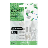 Клеммы нажимные пружинные для осветительного оборудования Duwi СМК 823-2-10 2-проводные 2,5мм² белые 5шт 26738 6