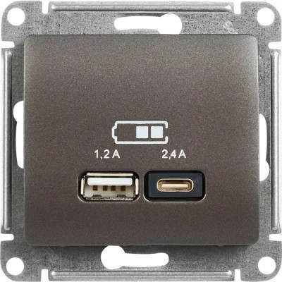 Розетка USB A+С встраиваемая Schneider Electric Glossa цвет графит