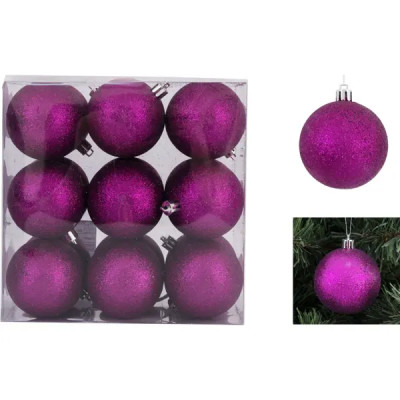 Набор елочных шаров ø6 см пластик фиолетовый 18 шт.