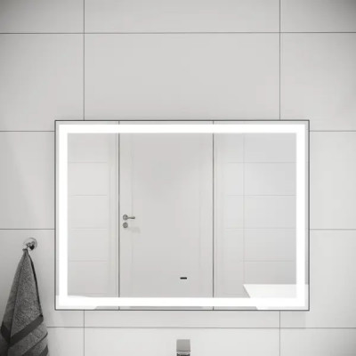 Зеркало для ванной Status с подсветкой 80x60 см цвет серый