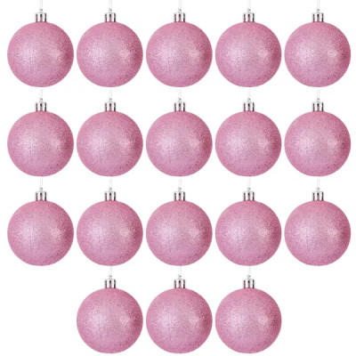 Набор елочных шаров ø6 см пластик розовый 18 шт.