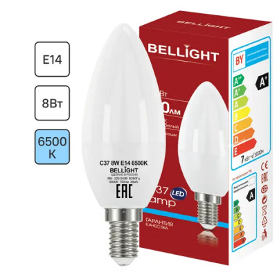 Лампа светодиодная Bellight Е14 175-250 В 8 Вт свеча 750 лм холодный белый свет